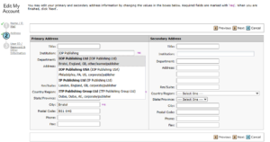 Edit my account in ScholarOne