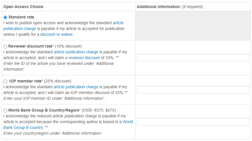 Open access choice for fully OA journals