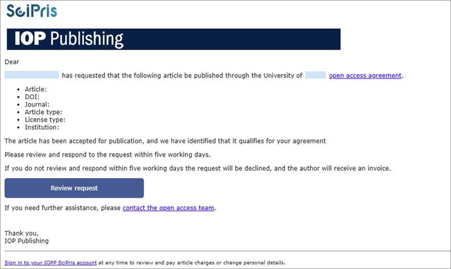 Email to CBP to request a decision in SciPris